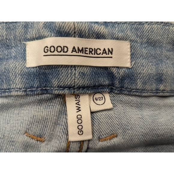 Good American Good Waist Distressed Raw Hem Jeans Size 4 - Picture 6 of 9